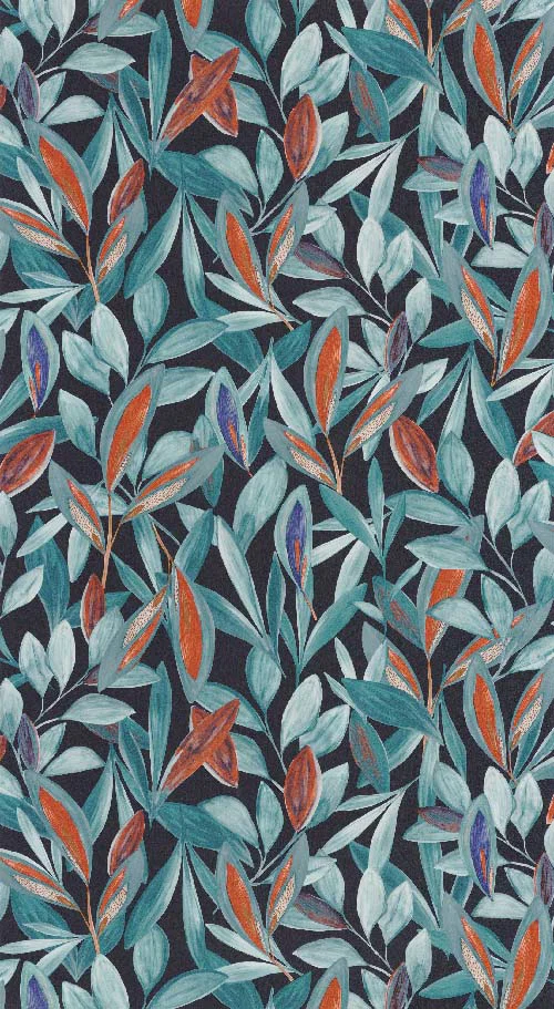 Hojas - Bleu, orange tapéta