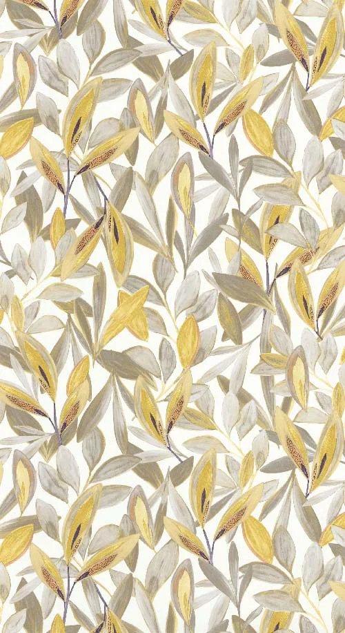 Hojas - Taupe, blanc tapéta