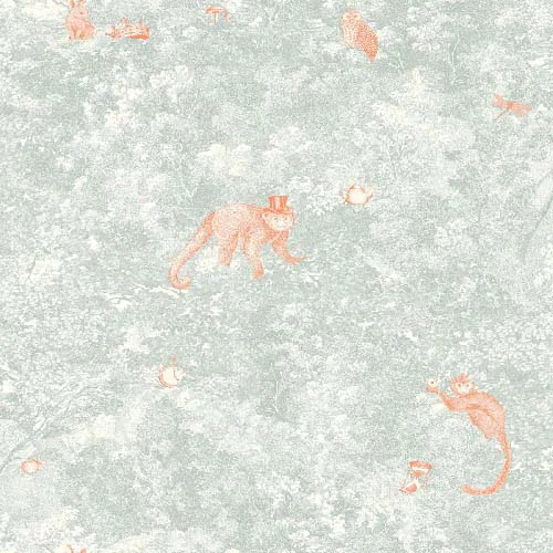 Jardin Des Merveilles -Bleu givre / clementine tapéta