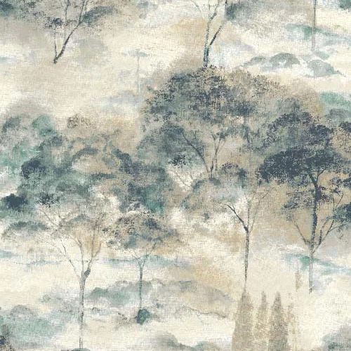 Sila - Beige mastic / bleu paon tapéta
