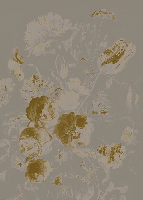 Grey golden age flowers panel