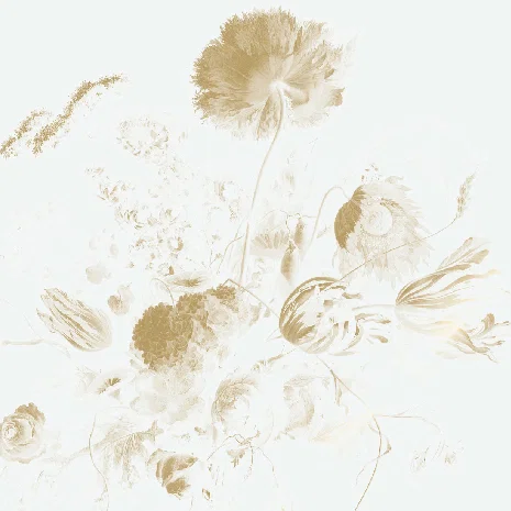 White golden age flowers panel