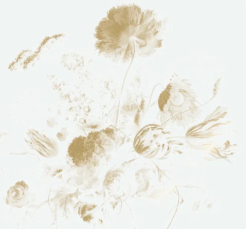 White golden age flowers panel