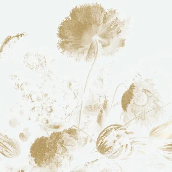 White golden age flowers panel