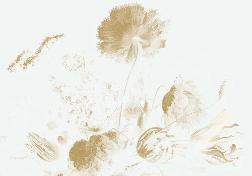 White golden age flowers panel