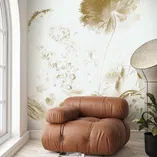 White golden age flowers panel - 1