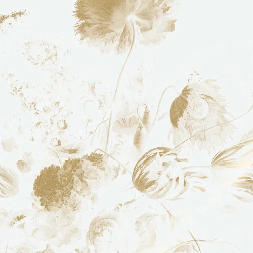 White golden age flowers panel
