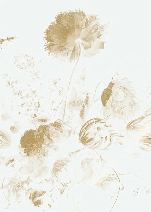 White golden age flowers panel